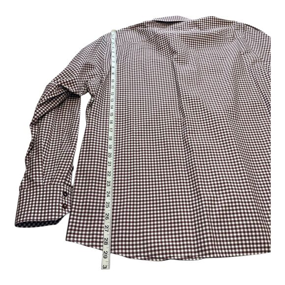 Maker & Company Men's XL Maroon White Check 100% Cotton Collared Button Dow - Picture 5 of 7
